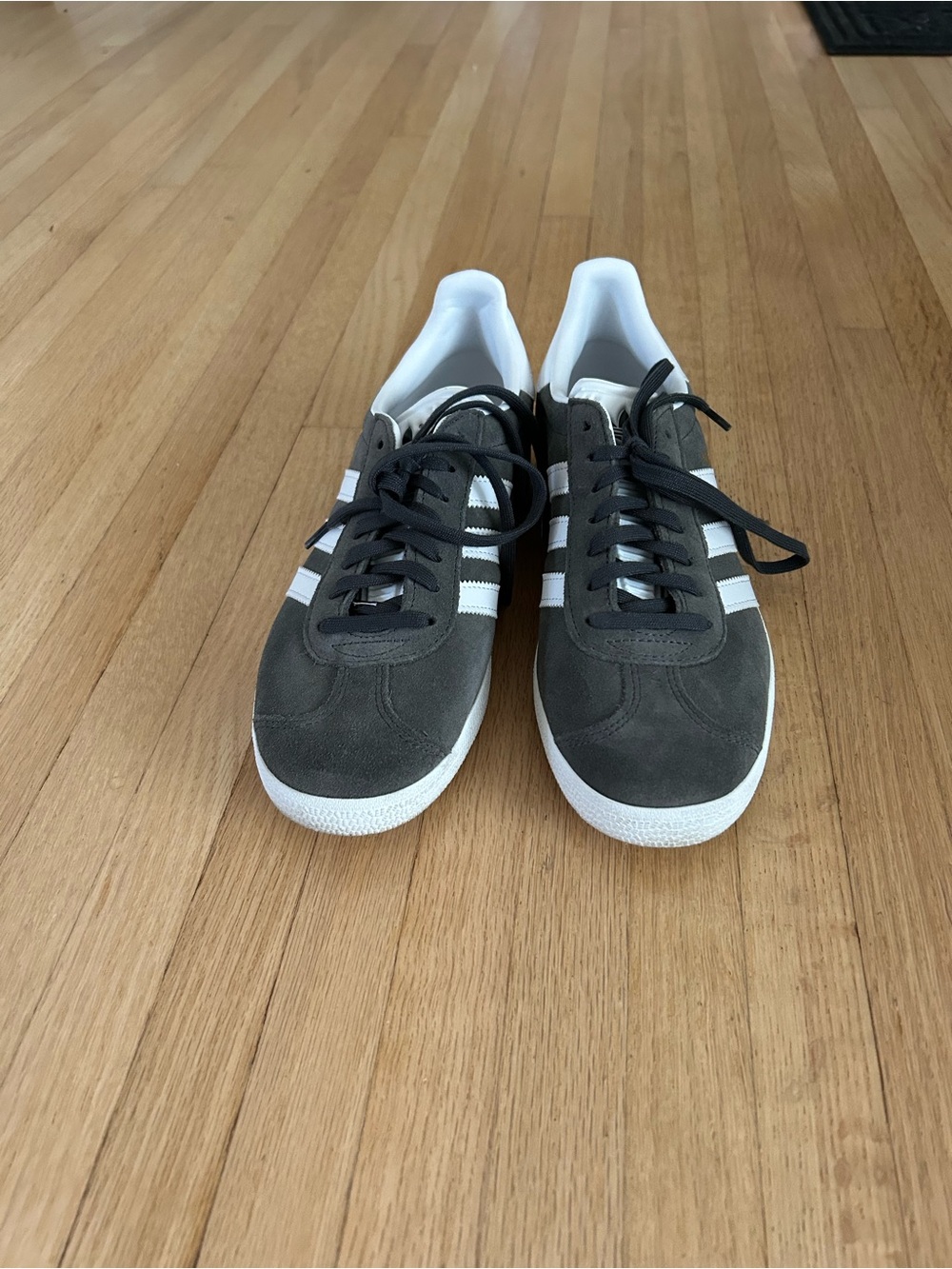 adidas Men’s Suede Low-Top Sneakers in Dark Gray and White